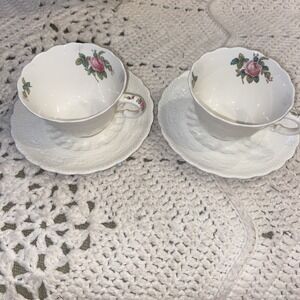 Spode Jewel Copeland  BILLINGSLEY ROSE Tea Cups Saucers Set Of 2 cottagecore 4pc